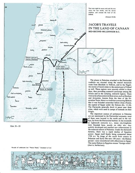 Map Of The Tradition Of Jacobs Travels In Canaan With The Standard Of