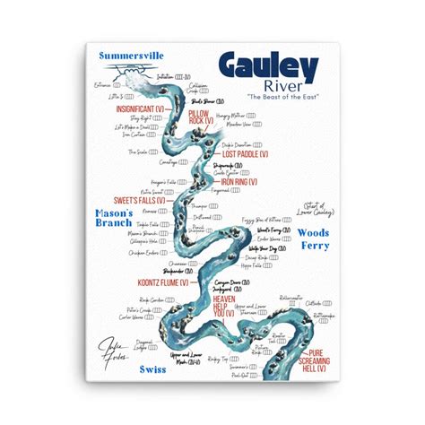 Gauley River White Water Rapids Map Modern Acrylic Print Etsy