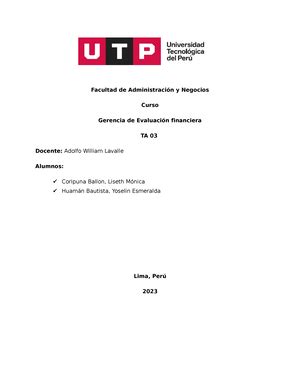 Trabajo Final Gerencia DE Evaluación Financiera UNIVERSIDAD