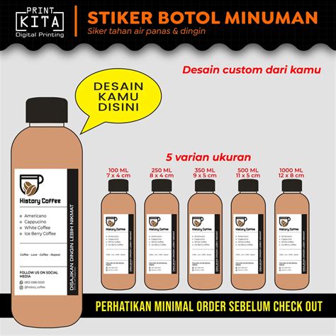 Jual Cetak Stiker Label Botol Minuman Stiker Kopi Desain Suka Suka