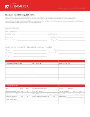 Fillable Online FHA CASE NUMBER REQUEST FORM Chmwholesalecom Fax