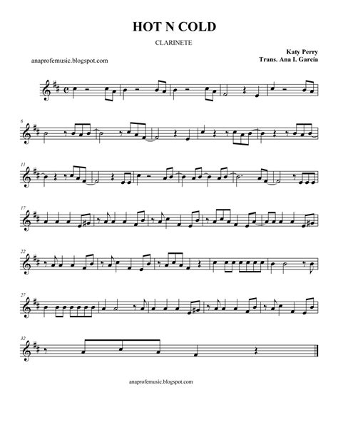 AnaProfeMusic Partitura Hot N Cold De KATY PERRY
