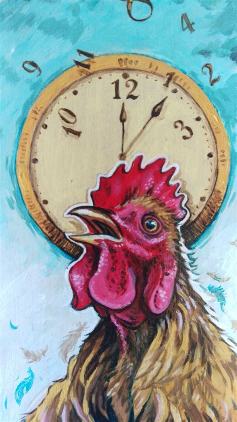 Cuadro De Gallo En Tabla De Cortar Pintado A Mano Acrílico Etsy