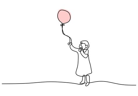 Un Dessin Au Trait Continu De Petites Filles Jouant Des Ballons Jolie