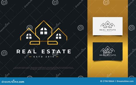 Luxury Gold Real Estate Logo Design with Line Style Stock Vector ...