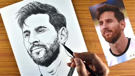 Messi Drawing Easy Pen Sketch Drawing Of Lionel Messi How To Draw