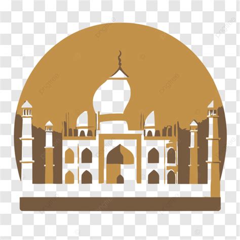 The Icon Of Taj Mahal Has Been Colored In Brown And Gold Vector A