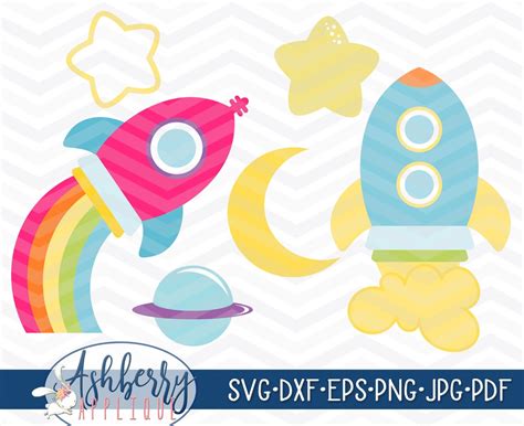 Outer Space Clipart Set Svg Dxf Cut Files Instant Download Etsy New