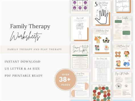 Family Therapy Worksheets Bundle: 38 Page Digital PDF Boho Style ...