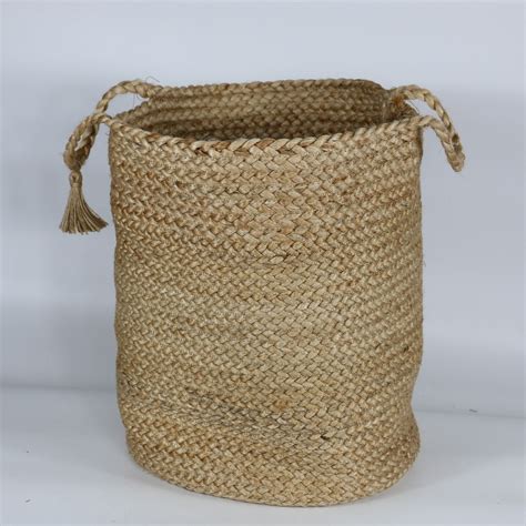 Large Strong Jute Baskets With Tassels Round Laundry Baskets Etsy