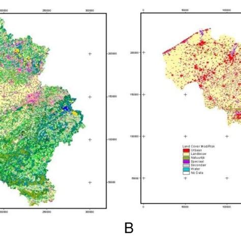 (a) Corine Land Cover Classification and (b): Aggregated Land Cover ...