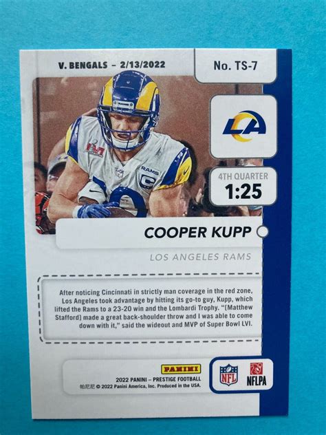 Cooper Kupp 2022 Panini Prestige Time Stamped Card Ts 7 La Rams Ebay