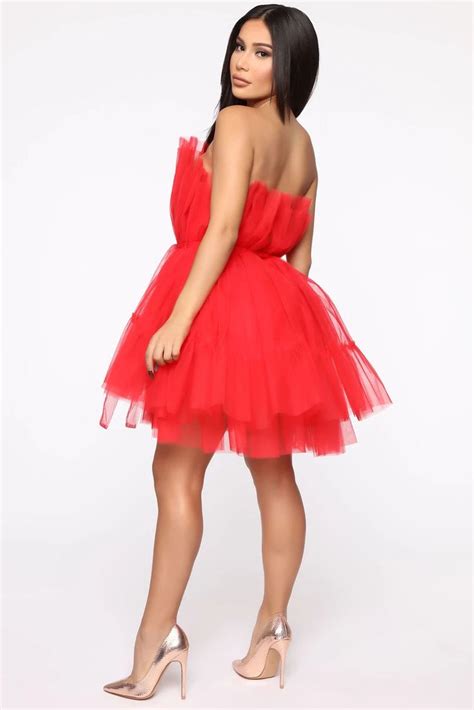 Exclusive Tulle Mini Dress Red Fashion Nova Soirée