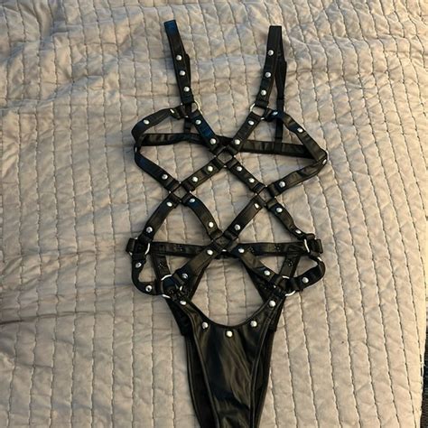 Intimates Sleepwear Adam And Eve Lingerie Black With Silver Accents