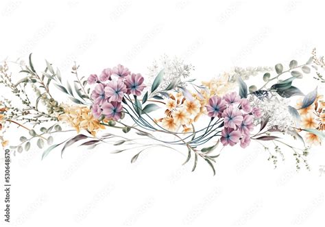 Seamless Floral border, Greeting card with flowers, can be used as ...