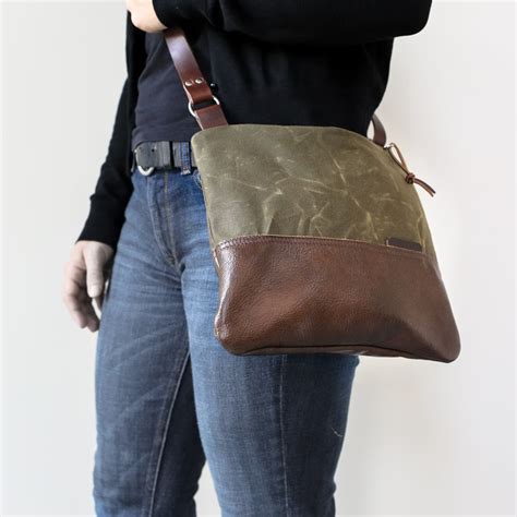 Day Bag Waxed Canvas Purse Crossbody Bag Cross Body Bag Leather Bag