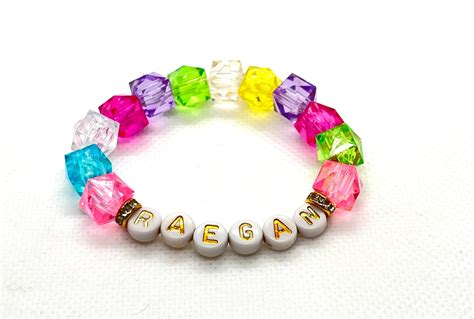 Girls Friendship Bracelet, Girls Custom Name Bracelet, Rainbow Bead ...