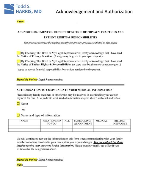 Acknowledgement Consent Form 2022 California Hernia Specialists