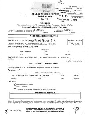 Fillable Online ANNUAL AUDITED REPORT FORM X 1 7A 5 OAR 0 SEC