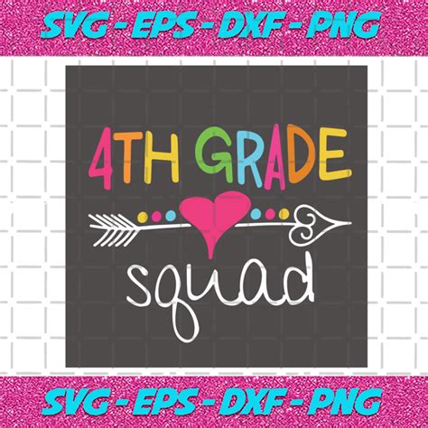 4th Grade Squad Svg Back To School Svg 4th Grade Svg Grade Squad Svg