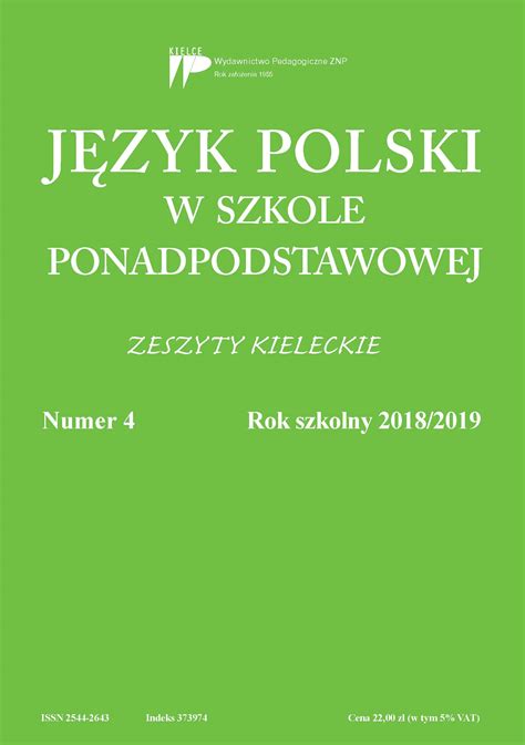 Język Polski w Liceum 2018 2019 nr 4 E BOOK Wydawnictwo ZNP