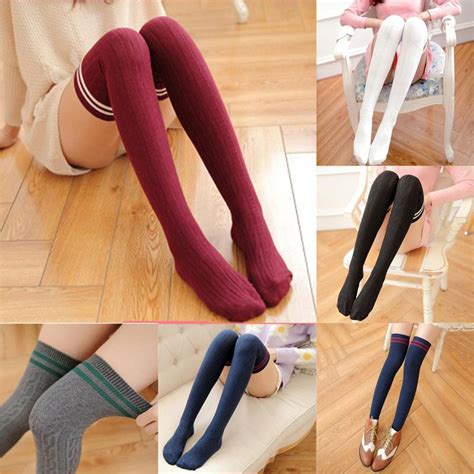 Buy Sexy Girl Socks Japanese Style Long Socks Navy Three Stripe Cotton