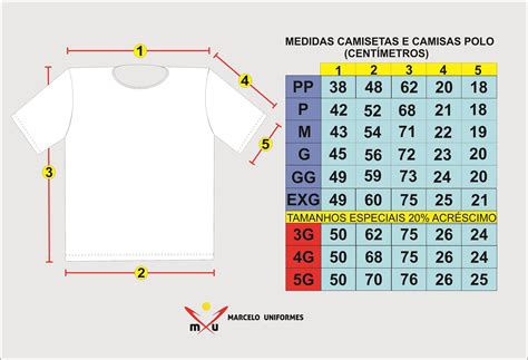 Marcelo Uniformes Tabela De Medidas De Camisetas E Polos