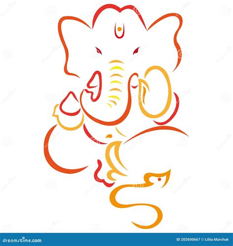 Bright Indian Elephant Deity Ganesh At Diwali Celebration In Flat Style