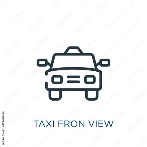 Taxi Fron View Thin Line Icon Auto Road Linear Icons From Ultimate