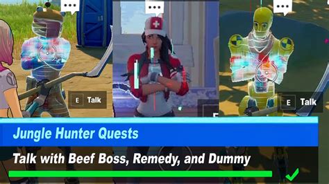 Talk With Beef Boss Remedy And Dummy Fortnite All Characters Locations Youtube