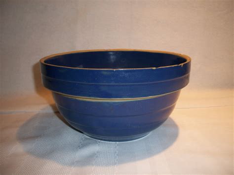 Blue Stoneware Vintage 9 Inch Bowl Vintage Blue Stoneware