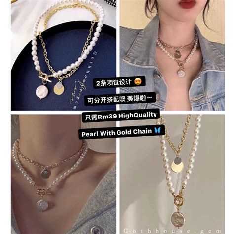 Pearl X Gold Chain Necklace - GOTHHOUSE