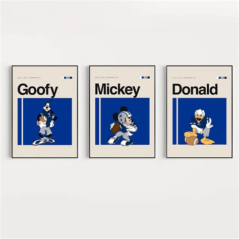 Mickey Donald Goofy Poster, Dallas Cowboys Art 16x20 Minimalist ...