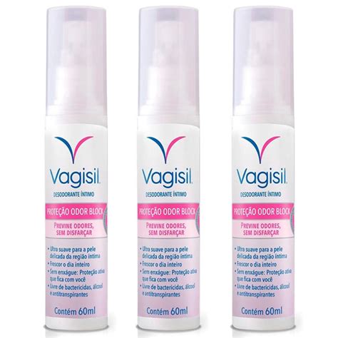 Kit 3 Desodorante Intimo Feminino 60ml Vagisil Odor Block Submarino