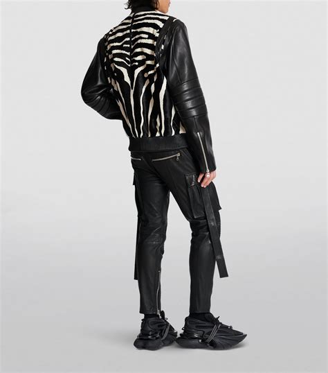 Balmain Zebra Print Leather Jacket | Harrods FR