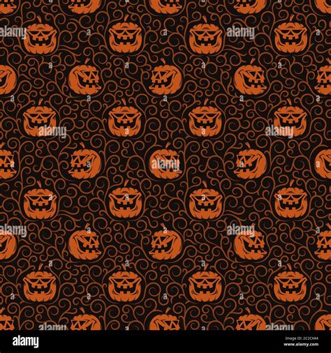 Halloween Seamless Pattern With Orange Pumpkins Stock Vector Image