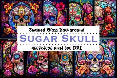 Sugar Skull Stained Glass Bundle Graphic By Glamousita Sublimation · Creative Fabrica