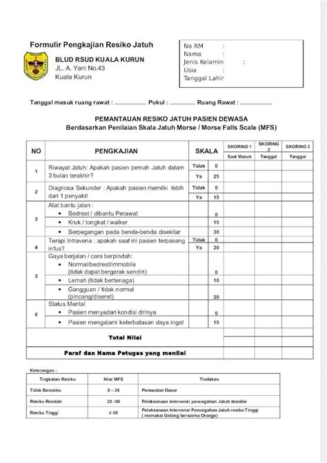 Pdf Formulir Pengkajian Resiko Jatuhdocx Dokumentips