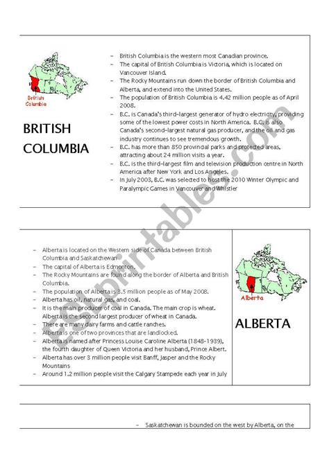 Canada´s Ten Provinces - ESL worksheet by cmackinn