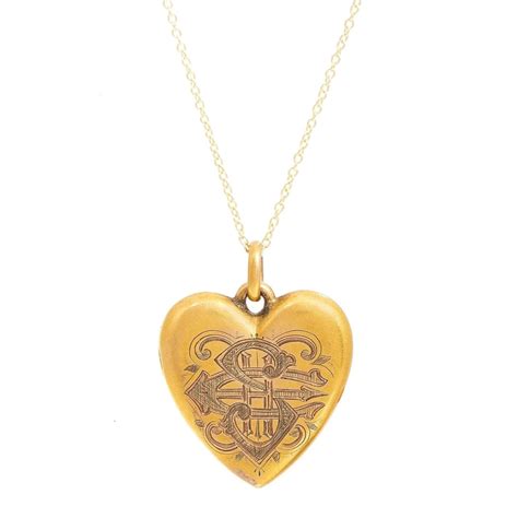 Victorian Monogrammed 14k Gold Heart Locket