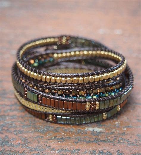 Times Wrap Bracelet Green Crystal Beaded Mix Boho Bracelet