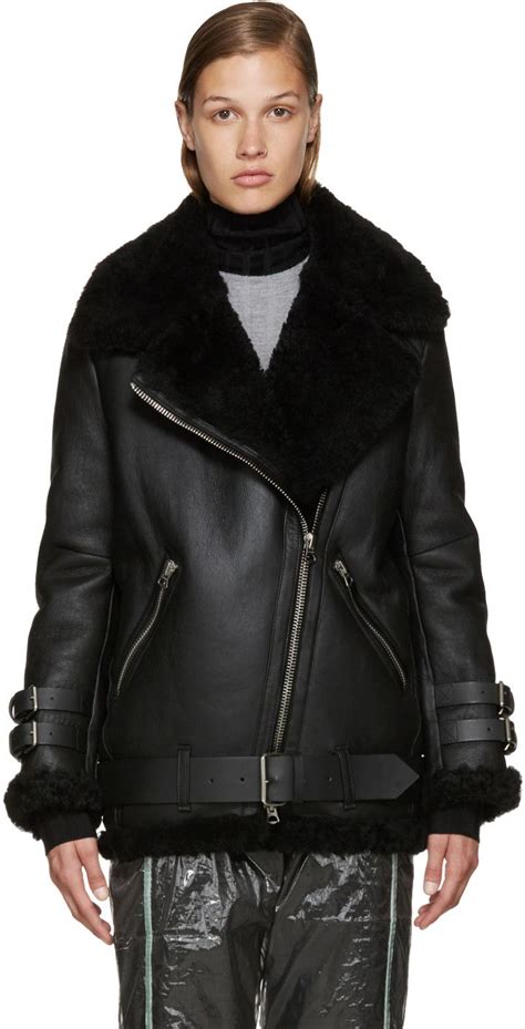 Acne Studios Velocite Shearling Trimmed Leather Biker Jacket ModeSens