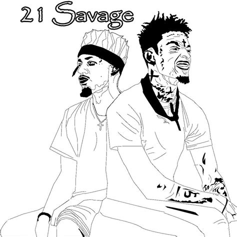 21 Savage Coloring Pages E Sketch Coloring Page