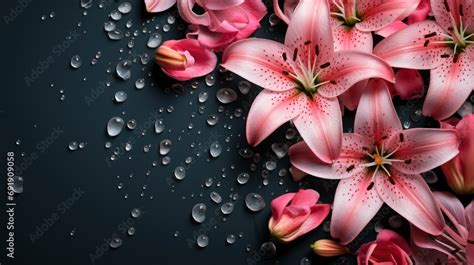 Beautiful Lily Flowers Water Drops, HD, Background Wallpaper, Desktop Wallpaper Stock ...