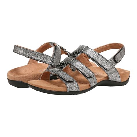 Vionic Amber Adjustable Sandal Black Metallic Dardanos Shoes