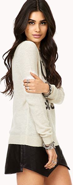 Forever 21 Sweet Cest La Vie Sweater In Beige Cream Black Lyst