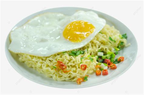Spicy Noodles And Egg Instant Pasta Dish Fried Png Transparent Image