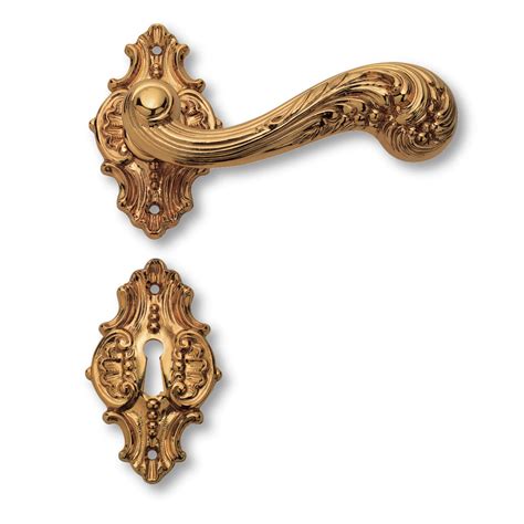 Door Handle Interior Brass Rosette Escutcheon Italian Baroque Model C01215 Italian