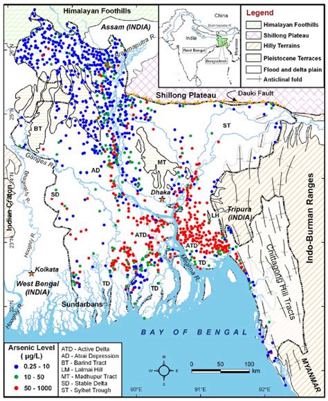 Simplified Geological Map Of Bangladesh With Shallow Depth