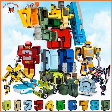 FUNC Number Deformation Robot Toys Assemble Building Blocks Kits